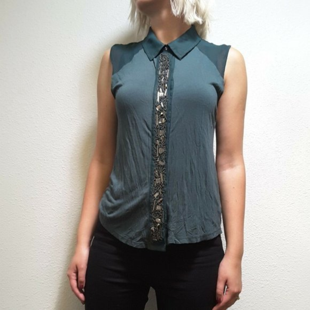 Urban‎ Outfitters Silence + Noise Green Blouse